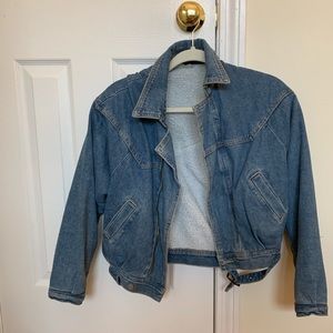 Sherpa Lined Denim Bomber Jacket